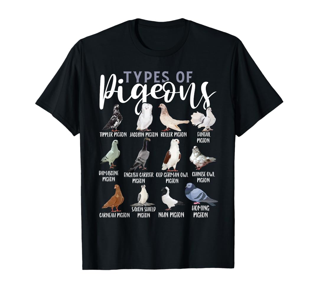 Amazon.com: Types of Pigeons Shirt Bird Lover Homing Pigeon